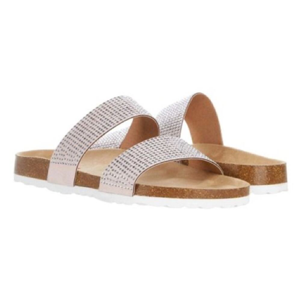 UNIONBAY Momo Slide Pink Rhinestone Double Strap Women’s Size 8